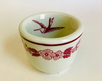 Vintage Jackson China Hummingbird Restaurant Cup: 3 Available, 1960s Red White Bronx Teacup