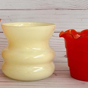 Vintage Planter Vase, Pastel Yellow Only, Fired on Glass, Small Flower Pot, Anchor Hocking Rainbow