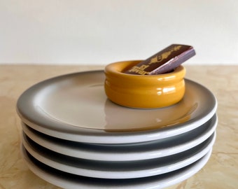 Vintage Shenango Airbrush Restaurant Plates, Set of 4 Gray Rimmed Bread, 1960s Diner China