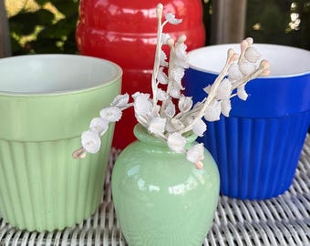 Vintage Tiny Mint Green Vase ONLY: Fired on Glass