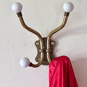 Ganchos de pared vintage de latón y porcelana, perchero para entrada, armario de dormitorio o baño, Interpur Taiwán