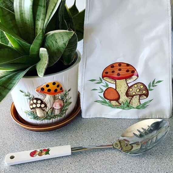 Vintage Merry Mushroom Appliance Cover Cozy Slotted Spoon Etsy