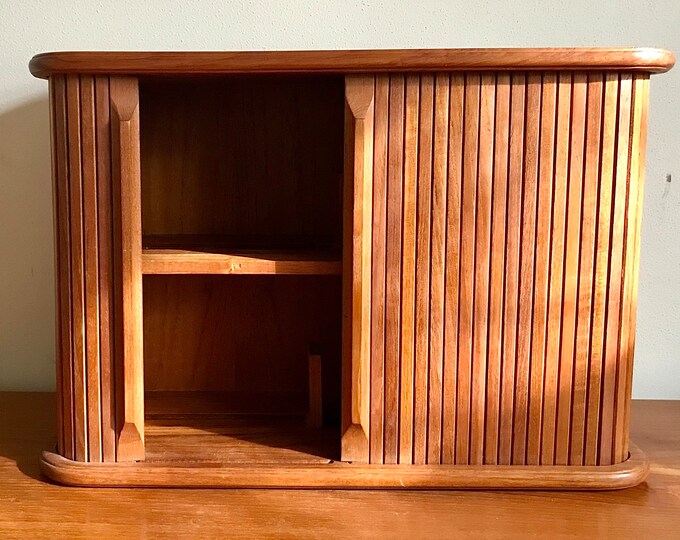 Vintage Teak Tambour Rolling Doors Wall Mount Etsy