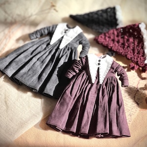 Handmade Blythe Halloween Outfit – Black Gothic Dress & Crochet Headband (OOAK)