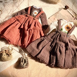 Handmade Whimsical Botanical [3 Pcs Set] Layered Cottagecore Apparel for Neo Blythe, Pullip & Similar