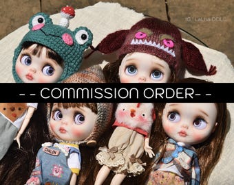 OOAK Custom Blythe Doll Commission: Hand-Painted Faceplate & Styling