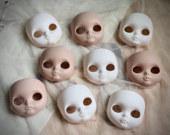 Juego de placas frontales Neo Blythe talladas a mano: cara en blanco DIY sin pintar, lijada y lista para usar.