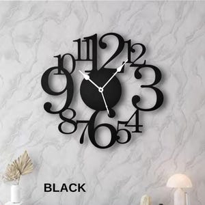 Silent Metal Wall Clock with Numbers, Large Wall Clock, Clocks for Wall, Unique Clock, Wanduhr,  Decorative Wall Art Clock