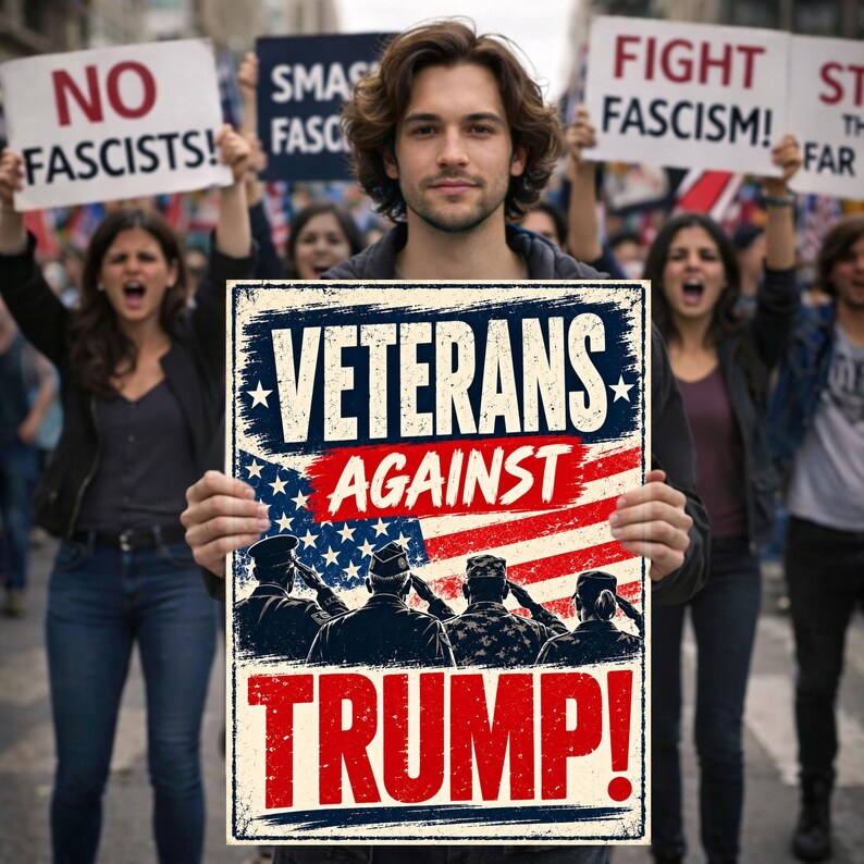 Veterans Against Trump Protest Sign, Anti Trump Veteran Rally Poster ...