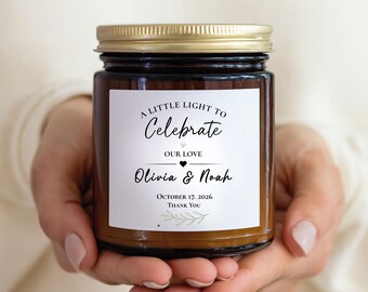 Personalized Wedding Candle, Custom Names and Date Soy Candle, Wedding Favor Candle, Bridal Shower Gift, Custom Amber Jar Candle