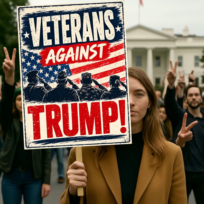 Veterans Against Trump Protest Sign, Anti Trump Veteran Rally Poster ...