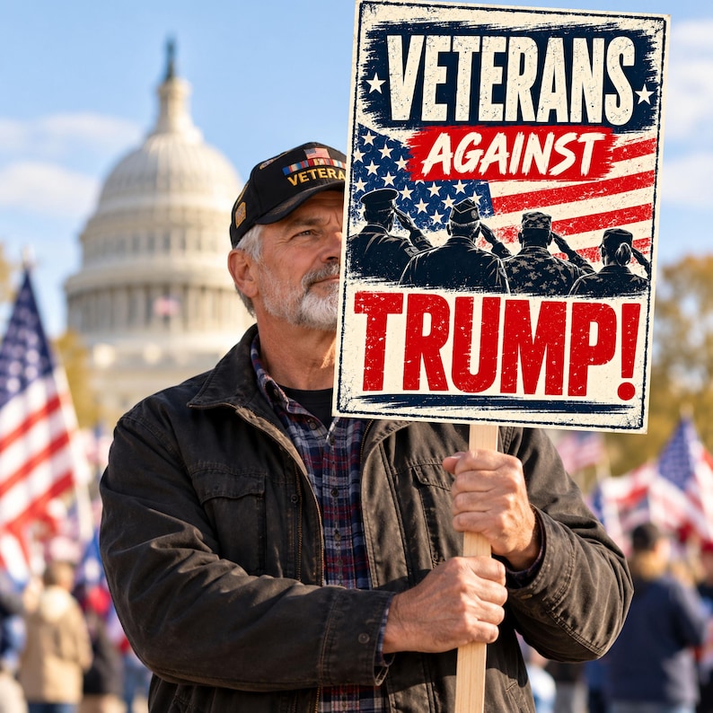 Veterans Against Trump Protest Sign, Anti Trump Veteran Rally Poster ...