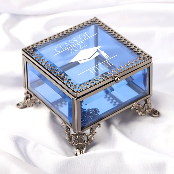Graduation Gift Glass Jewelry Box personalized Keepsake Box Etsy