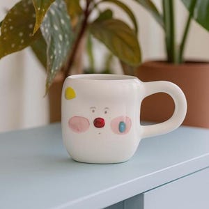 Handmade Ceramic Cloud Mug, Unique Hand-Painted Coffee Cup, Microwave Safe, Cute Tea Mug, Birthday Gift for Friend, Artistic Homeware