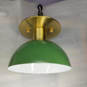 Modern Brass and green white flush mount ceiling light-minimalist mid-century style fixture