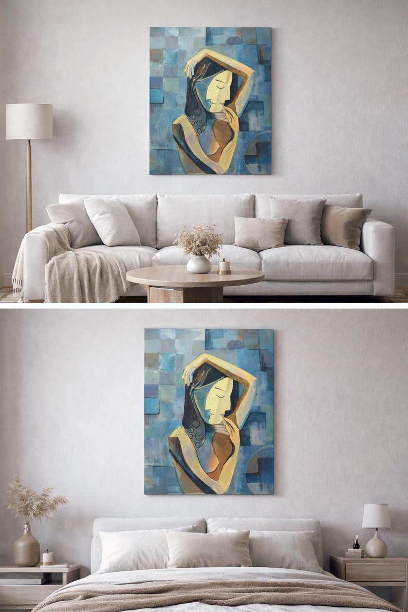 Abstract Wall Art Printable Cubist Woman Portrait Modern Living Room ...