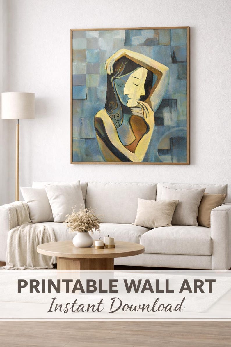Abstract Wall Art Printable Cubist Woman Portrait Modern Living Room ...