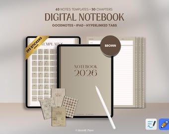 Cuaderno digital GoodNotes / Planificador estudiantil con hipervínculos y pegatinas (PDF)
