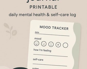 Mood Tracker Journal Printable: Daily Mental Health & Self-Care Log (PDF Download)