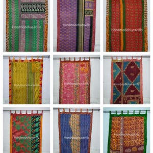 Cortina vintage acolchoada Kantha personalizada para chuveiro, janela, quarto, varanda, decoração para casa, cortina mista, 1 peça