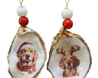 Oyster Shell Golden Retriever  Christmas Ornament,...ANY BREED AVAILABLE !