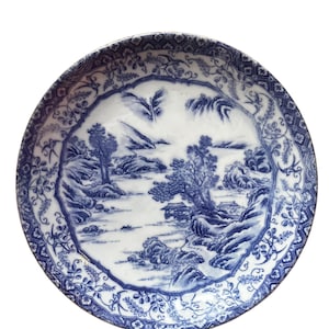 Stunning, Vintage Japanese Arita Porcelain Charger/Serving Platter, Chinoiserie, Blue and White