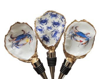 Boozy Blue Crab Oyster Wine Bottle Stoppers