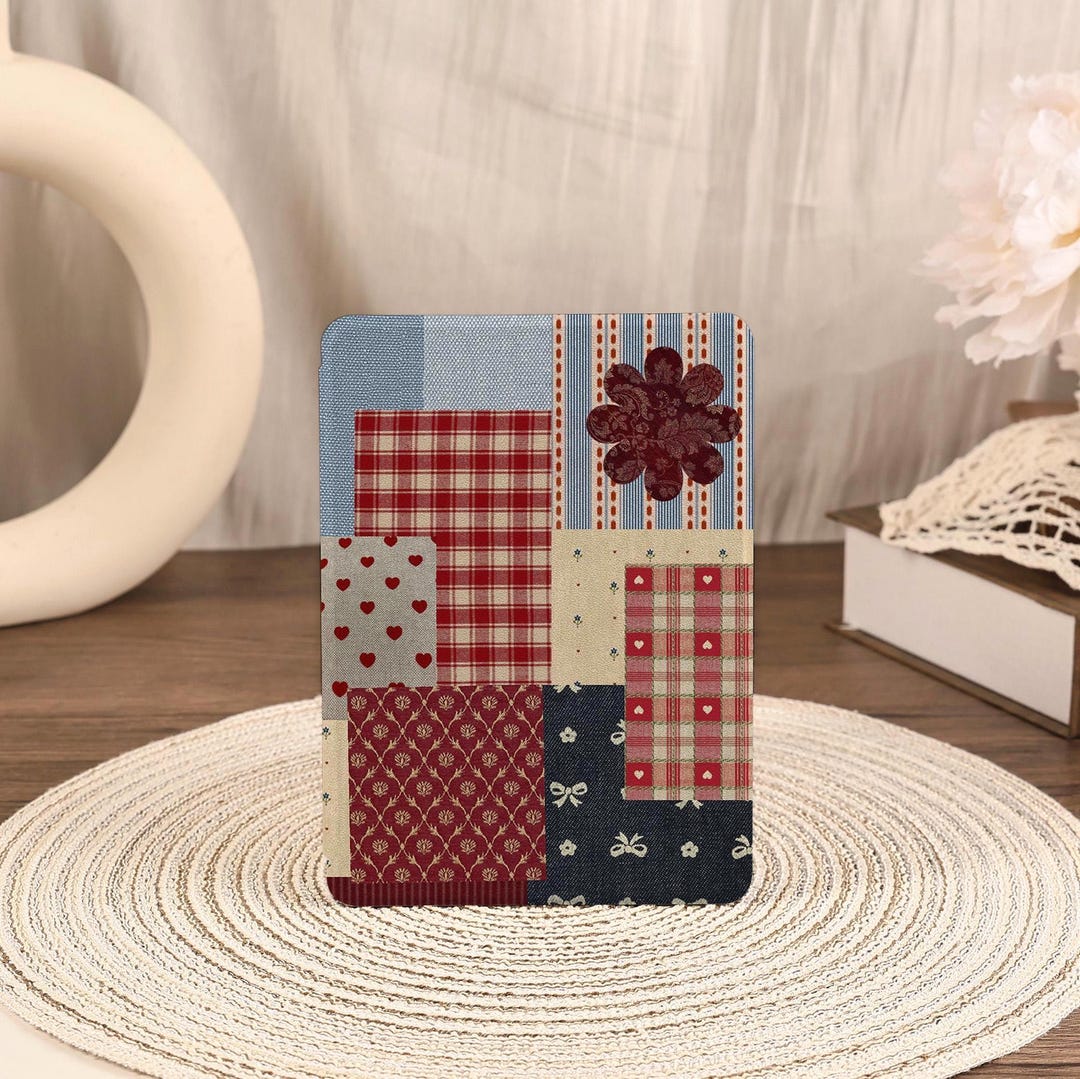 Cute Red-blue Collage Kindle Case With Hand Strap for Paperwhite 12/11 ...