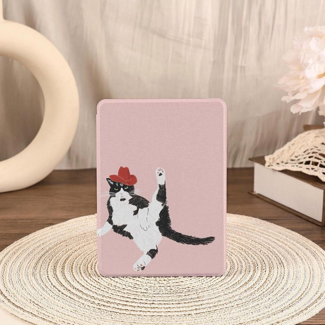 Cute Pink Cat Kindle Case With Hand Strap for Paperwhite 12/11/10 ...