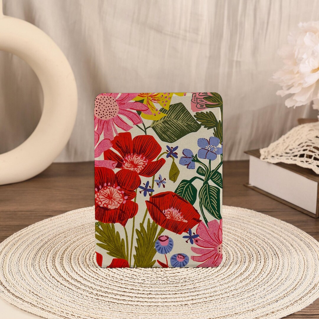 Red Flowers Cute Kindle Case With Hand Strap for Colorsoft Kindle 2022 ...