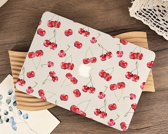 Funda para portátil Macbook Air de 15/13/11 pulgadas (modelo 2025, A3241, A3240, Pro de 16/15/14/13 pulgadas, A2918, A3112, modelo 2024, M4, M3 y M2) con diseño de cereza roja.