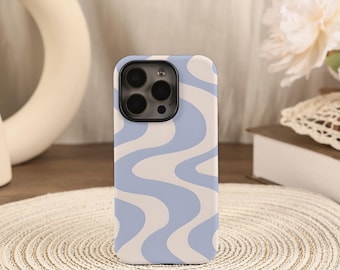 Niebieskie białe linie abstrakcyjne etui na telefon etui na iPhone'a 17/16/15/14/13/12 Pro Max 16/15/14 Plus 12/13 Mini 16e X XS XR SE 17 Pro 17 Air