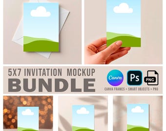 Paquete de maquetas de invitaciones de Canva: Plantilla editable de tarjeta de 5x7 pulgadas para bodas estilo boho - FAC01