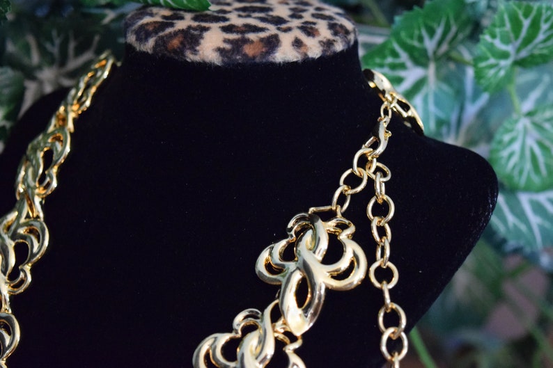 Gold Tone Large Link Choker Necklace Free Shipping