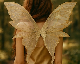 Grandi ali di fata scintillanti da 80 cm, costume da farfalla in organza, ali d'angelo, accessorio per festival rinascimentali e cosplay.