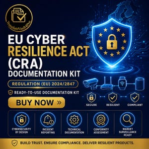 Dokumentationspaket för EU:s cyberresilienslagstiftning (CRA) | Mallar för efterlevnad av förordning (EU) 2024/2847 | Paket med efterlevnad av cybersäkerhetsregler