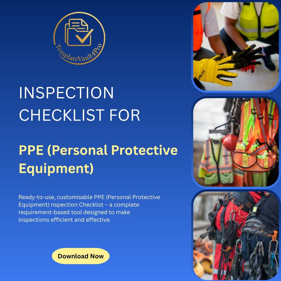 Ppe Routine Inspection Checklist PPE Inspection Checklist – Editable Workplace Safety Audit Template ...