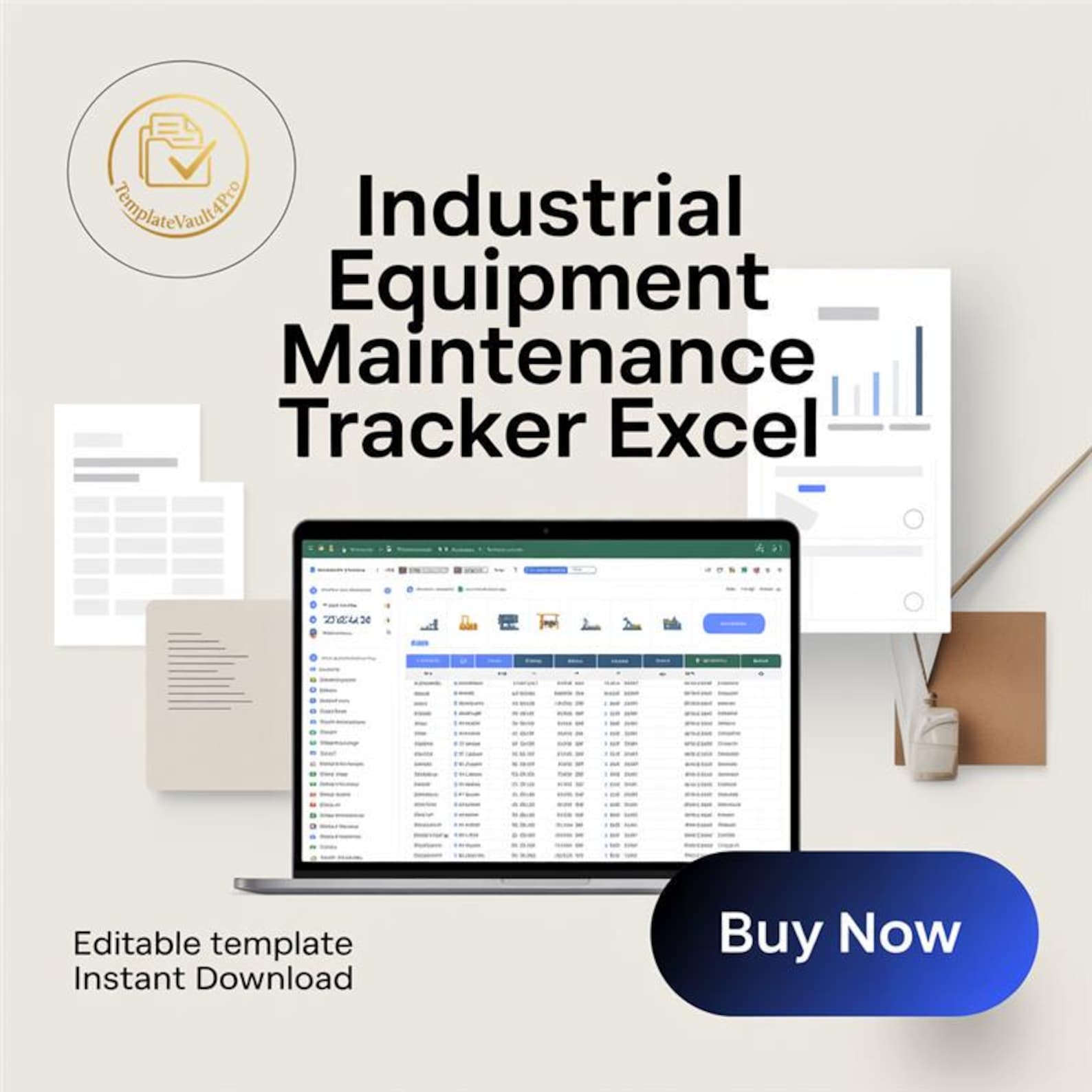 Industrial Maintenance Tracker Excel | Inspection Log & Asset Dashboard ...
