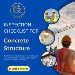 Lista de verificación para la inspección de estructuras de hormigón: plantilla editable para auditorías de ingeniería civil / Control de calidad en la construcción / Descarga inmediata