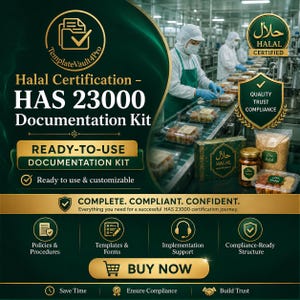 Halal-certifiering HAS 23000-dokumentationssats – redigerbara mallar för Halal-säkringssystem | Verktygssats för efterlevnad och revision