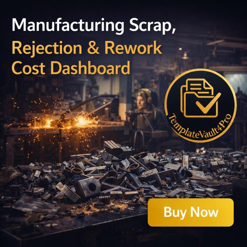 Rejection Scrap Note Format Manufacturing Scrap & Rejection Excel Dashboard | Rework Cost Tracker ...