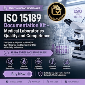 ISO 15189 Dokumentationspaket | Mallar för kvalitetsledningssystem för medicinska laboratorier | Dokumentationspaket för laboratoriekvalitet
