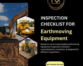 Earthmoving Equipment Inspection Checklist – Editable Heavy Machinery Safety & Maintenance Audit Template | OSHA Compliance