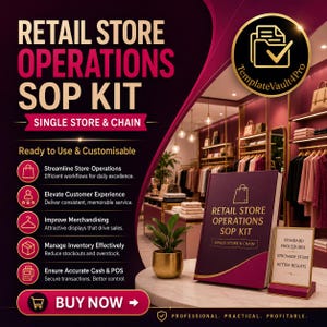 SOP-kit för butiksdrift | Mallar för handböcker för butiksdrift | Dokumentationspaket för butiksledning