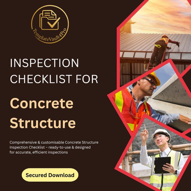 Structure Inspection Template Concrete Structure Inspection Checklist – Editable Civil Engineering ...
