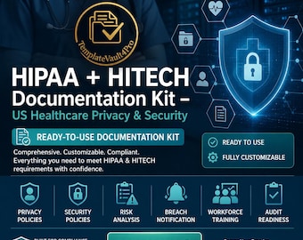 HIPAA + HITECH Documentation Kit | Healthcare Privacy & Security Compliance Templates | HIPAA Compliance Package