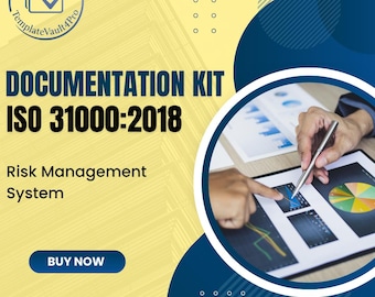 May include: An advertisement for a documentation kit, featuring the text "DOCUMENTATION KIT ISO 31000:2018" and "Risk Management System". A "BUY NOW" button is visible. The background is yellow and blue, with a graphic of a person pointing at a chart.