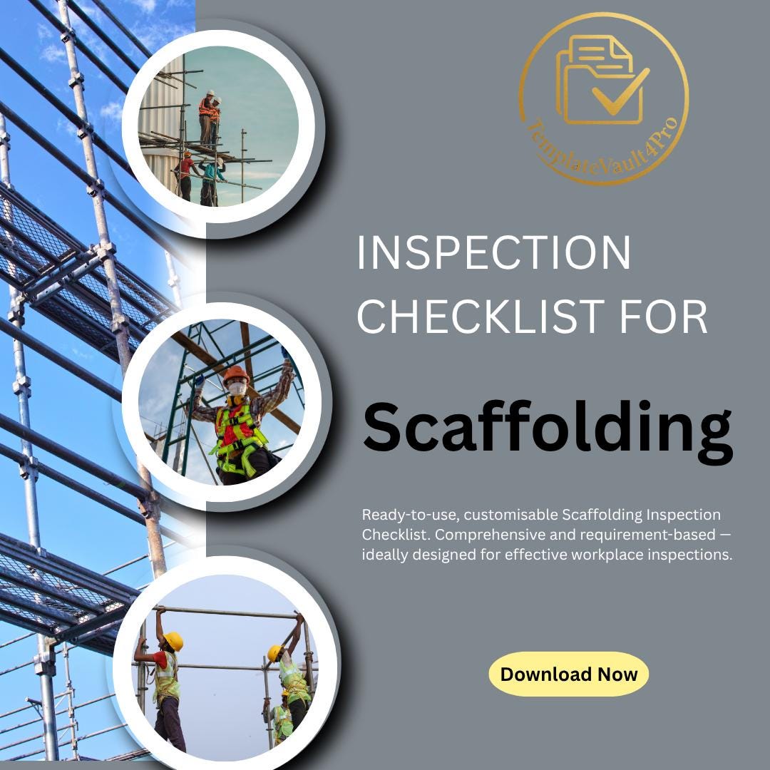 Scaffold Inspection Contents Editable Scaffolding Inspection Checklist – OSHA ISO Compliance ...