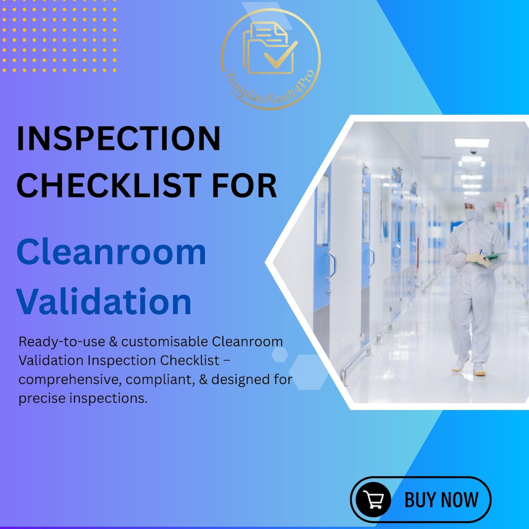 Cleanliness Check Inlab Cleanroom Validation Inspection Checklist – Editable GMP Compliance ...