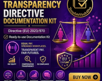 EU Pay Transparency Directive (EU) 2023/970 Documentation Kit | Pay Equity Compliance Templates | HR Compliance Package